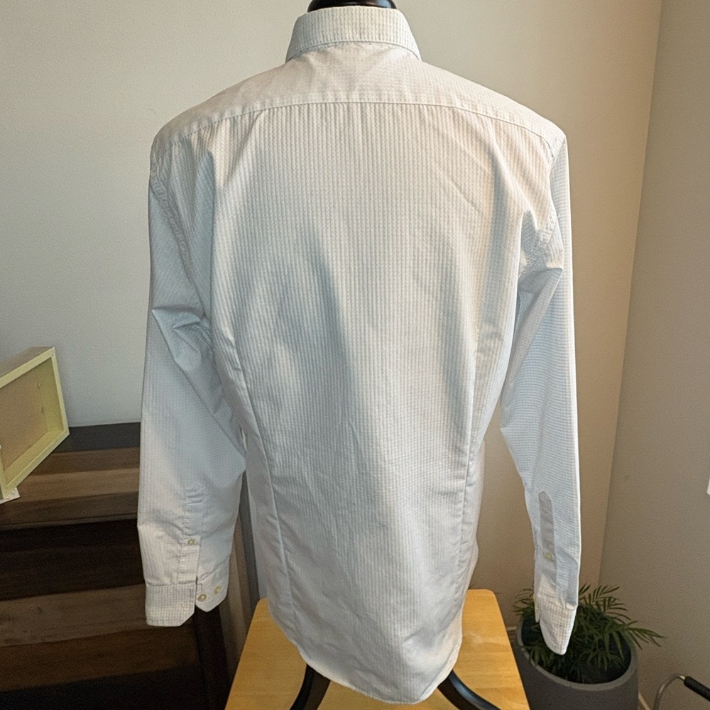 Banana Republic White Checkered Dress Shirt Size Large - Picture 2 of 10